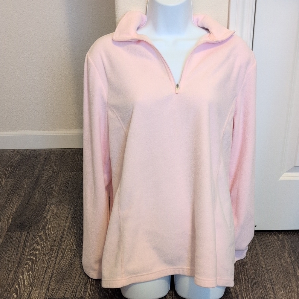 Women's Pink Quarter-Zip Fleece Top